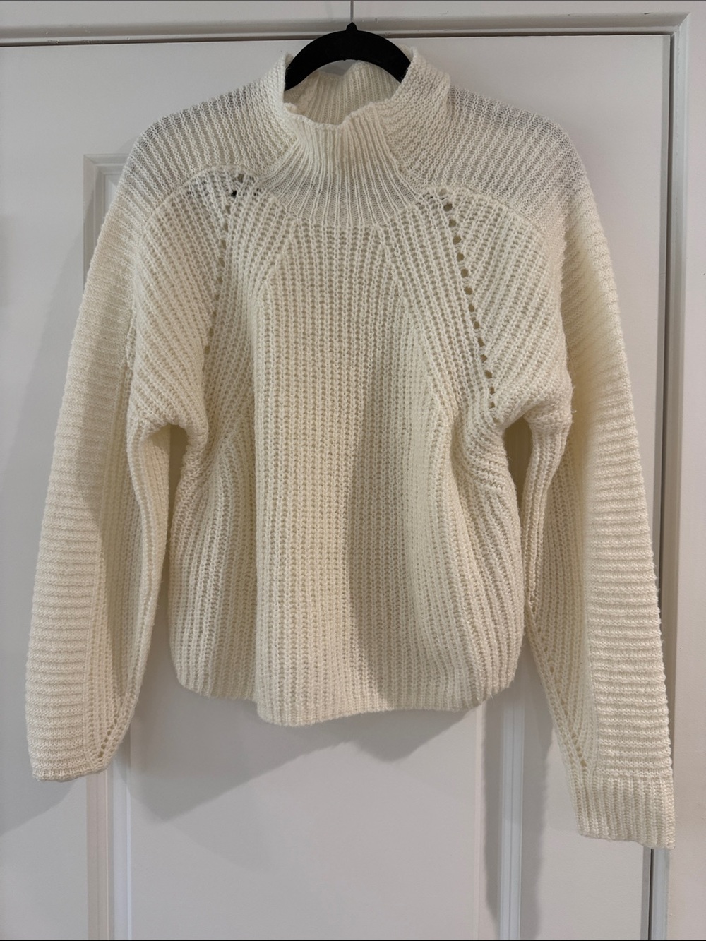 Chelsea and Violet Cream Ribbed Mock-Neck Women’s Sweater